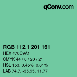カラーコード: RGB 112.1 201 161 | qconv.com
