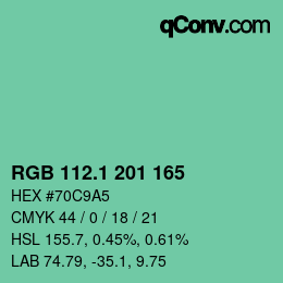 カラーコード: RGB 112.1 201 165 | qconv.com