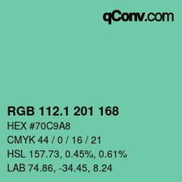 カラーコード: RGB 112.1 201 168 | qconv.com
