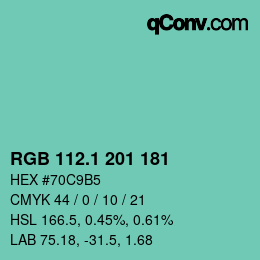 カラーコード: RGB 112.1 201 181 | qconv.com