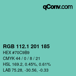 カラーコード: RGB 112.1 201 185 | qconv.com