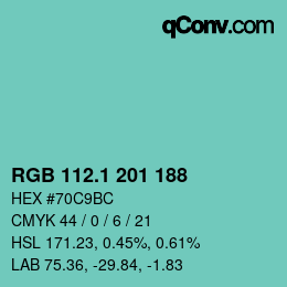 Color code: RGB 112.1 201 188 | qconv.com