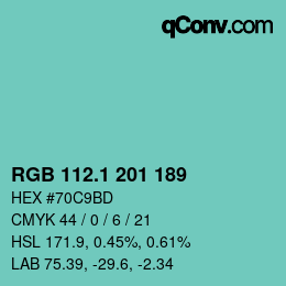 カラーコード: RGB 112.1 201 189 | qconv.com