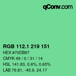 カラーコード: RGB 112.1 219 151 | qconv.com