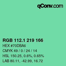 カラーコード: RGB 112.1 219 166 | qconv.com