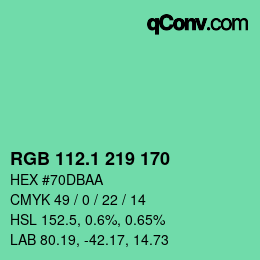 カラーコード: RGB 112.1 219 170 | qconv.com