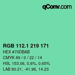 カラーコード: RGB 112.1 219 171 | qconv.com
