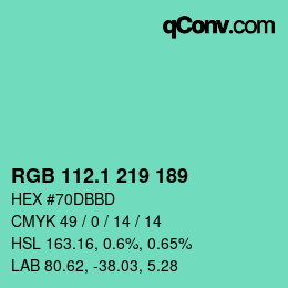 カラーコード: RGB 112.1 219 189 | qconv.com