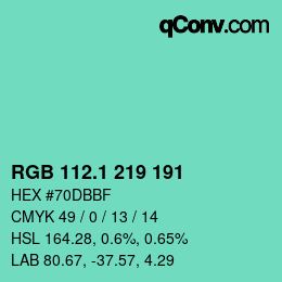 カラーコード: RGB 112.1 219 191 | qconv.com