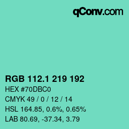 カラーコード: RGB 112.1 219 192 | qconv.com