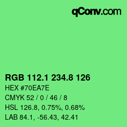 カラーコード: RGB 112.1 234.8 126 | qconv.com
