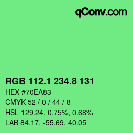 カラーコード: RGB 112.1 234.8 131 | qconv.com