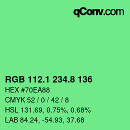 カラーコード: RGB 112.1 234.8 136 | qconv.com
