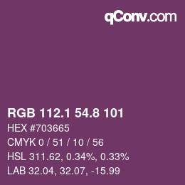 カラーコード: RGB 112.1 54.8 101 | qconv.com