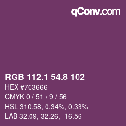カラーコード: RGB 112.1 54.8 102 | qconv.com