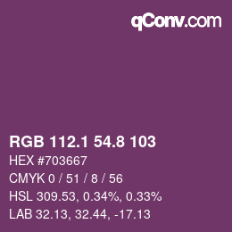 カラーコード: RGB 112.1 54.8 103 | qconv.com
