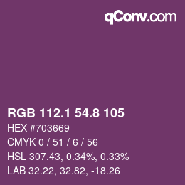 カラーコード: RGB 112.1 54.8 105 | qconv.com
