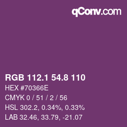 カラーコード: RGB 112.1 54.8 110 | qconv.com