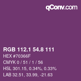 カラーコード: RGB 112.1 54.8 111 | qconv.com