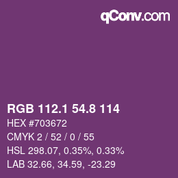 カラーコード: RGB 112.1 54.8 114 | qconv.com