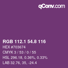 カラーコード: RGB 112.1 54.8 116 | qconv.com