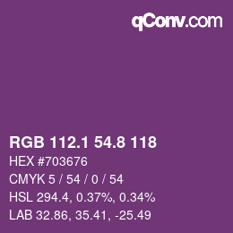 カラーコード: RGB 112.1 54.8 118 | qconv.com