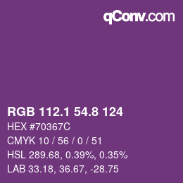 カラーコード: RGB 112.1 54.8 124 | qconv.com
