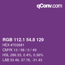 カラーコード: RGB 112.1 54.8 129 | qconv.com