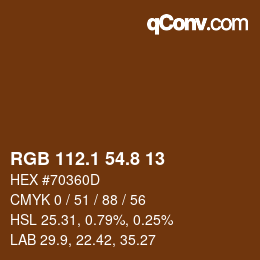 カラーコード: RGB 112.1 54.8 13 | qconv.com