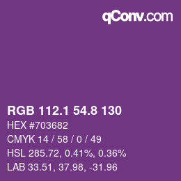 カラーコード: RGB 112.1 54.8 130 | qconv.com