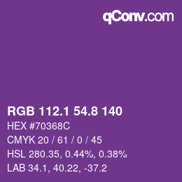 カラーコード: RGB 112.1 54.8 140 | qconv.com