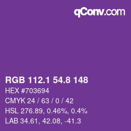 カラーコード: RGB 112.1 54.8 148 | qconv.com