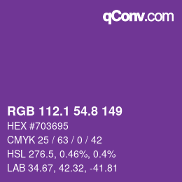 カラーコード: RGB 112.1 54.8 149 | qconv.com