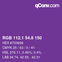 カラーコード: RGB 112.1 54.8 150 | qconv.com