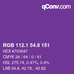 カラーコード: RGB 112.1 54.8 151 | qconv.com
