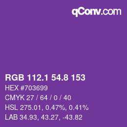 カラーコード: RGB 112.1 54.8 153 | qconv.com