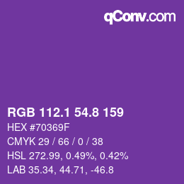 カラーコード: RGB 112.1 54.8 159 | qconv.com