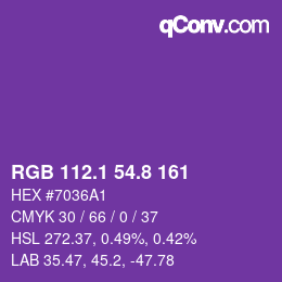 カラーコード: RGB 112.1 54.8 161 | qconv.com