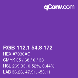 カラーコード: RGB 112.1 54.8 172 | qconv.com