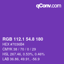 カラーコード: RGB 112.1 54.8 180 | qconv.com