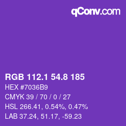 カラーコード: RGB 112.1 54.8 185 | qconv.com