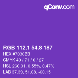 カラーコード: RGB 112.1 54.8 187 | qconv.com