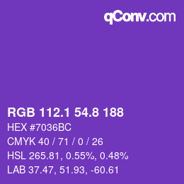 カラーコード: RGB 112.1 54.8 188 | qconv.com