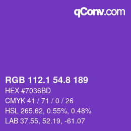カラーコード: RGB 112.1 54.8 189 | qconv.com