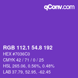 カラーコード: RGB 112.1 54.8 192 | qconv.com