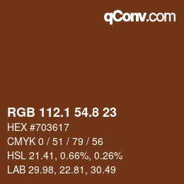 Color code: RGB 112.1 54.8 23 | qconv.com