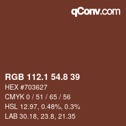 カラーコード: RGB 112.1 54.8 39 | qconv.com