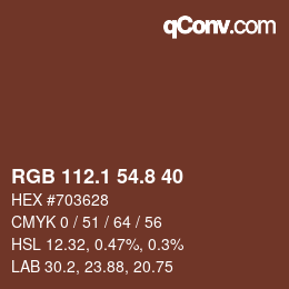 Farbcode: RGB 112.1 54.8 40 | qconv.com