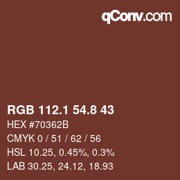Color code: RGB 112.1 54.8 43 | qconv.com