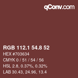 Color code: RGB 112.1 54.8 52 | qconv.com
